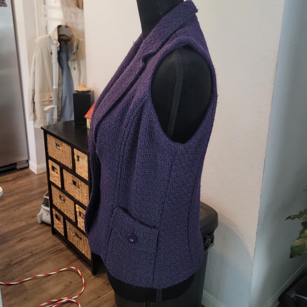 Coldwater Creek Purple Boucle Wool Blend Sleeveless Blazer Vest Small 6-8 - Picture 5 of 8